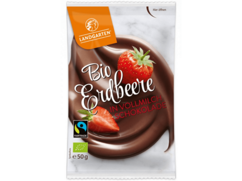 Landgarten Jahody v mliečnej čokoláde BIO 50 g
