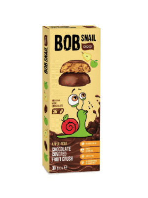 Slimák Bob Ovocná pochúťka v mliečnej čokoláde jablko a hruška 30 g